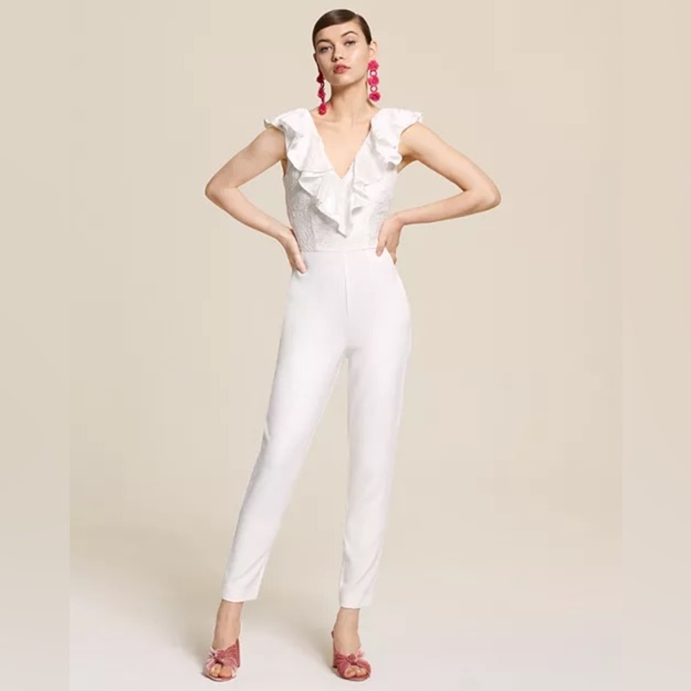 KEEPSAKE THE LABEL Radar Ivory Lace Ruffled Jumpsuit XS
